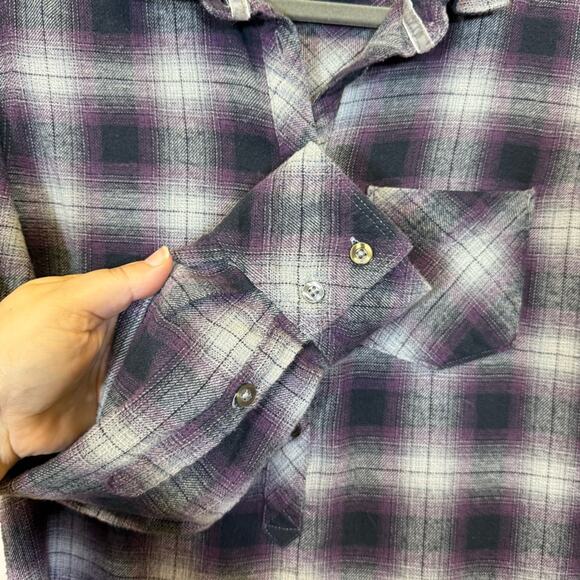 Legacy Falls, Black White and Purple Flannel Button Down Shirt. Size Small. - Picture 2 of 6